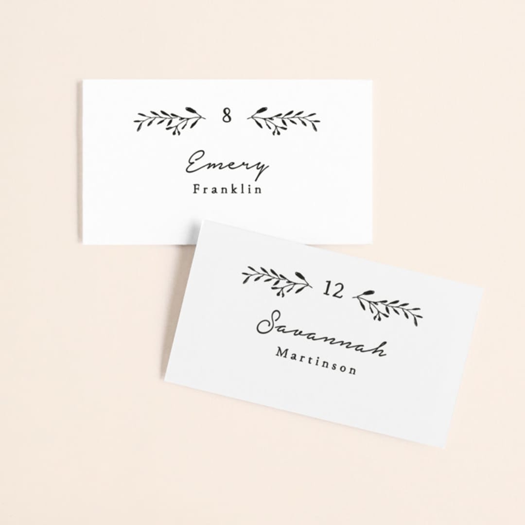 "Charleston" - Place Cards in Tuxedo by Susan Brown - Front with Free Guest Printing