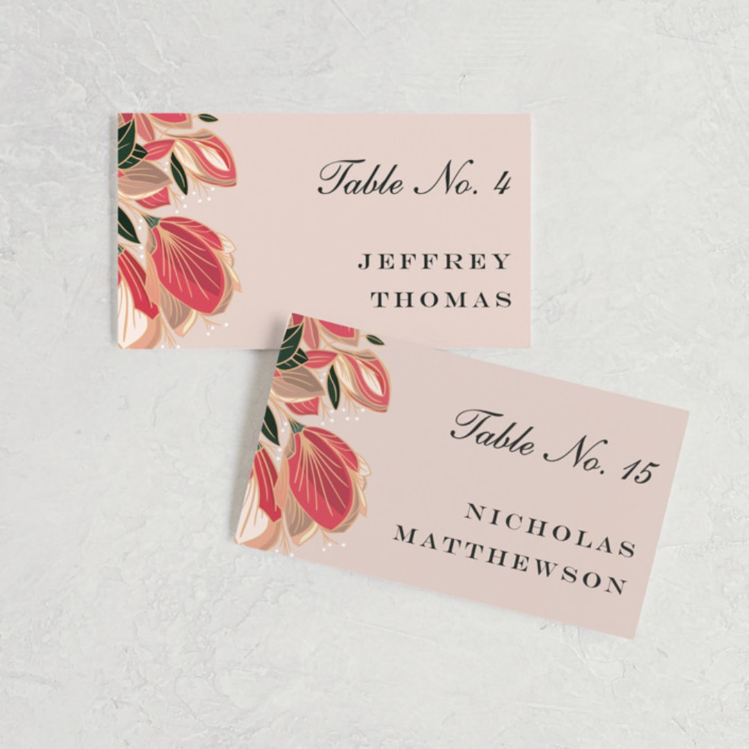 "Sawyer" - Place Cards in Cloisonné by Melanie Kosuge - Front with Free Guest Printing