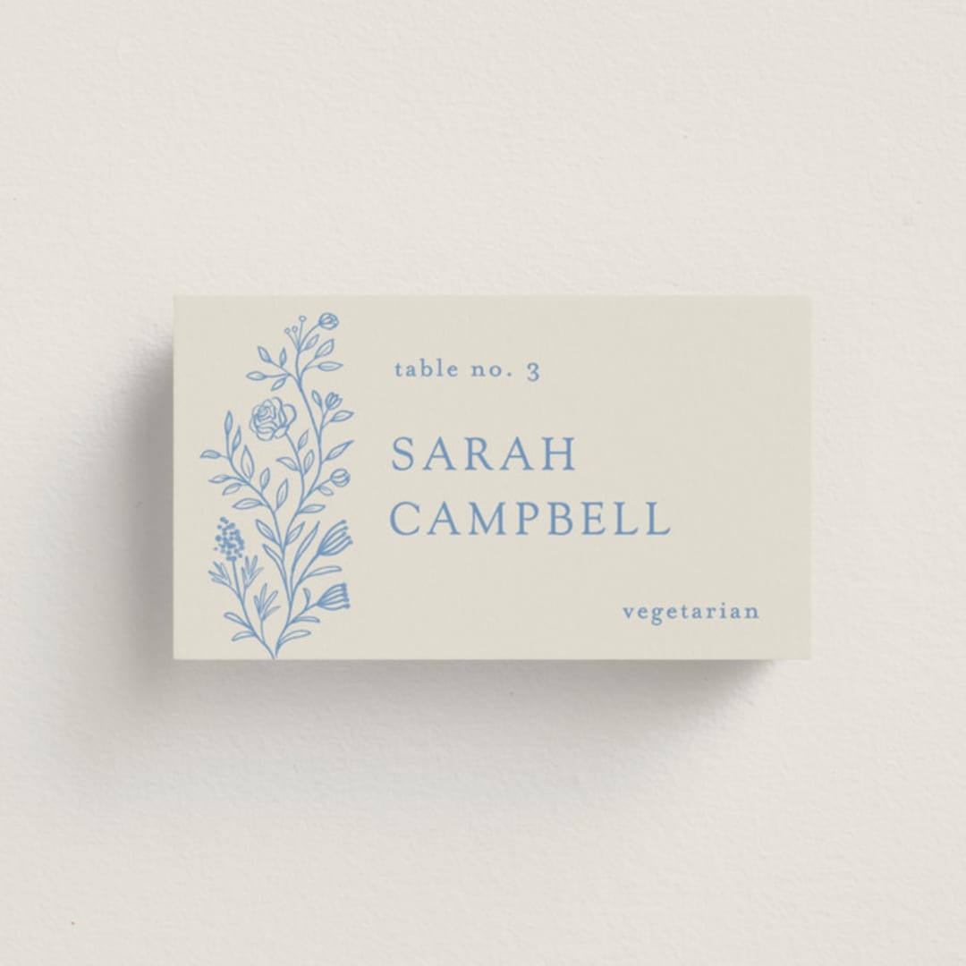 "Florals" - Place Cards in Sky by Dana Duricekova - Front with Free Guest Printing