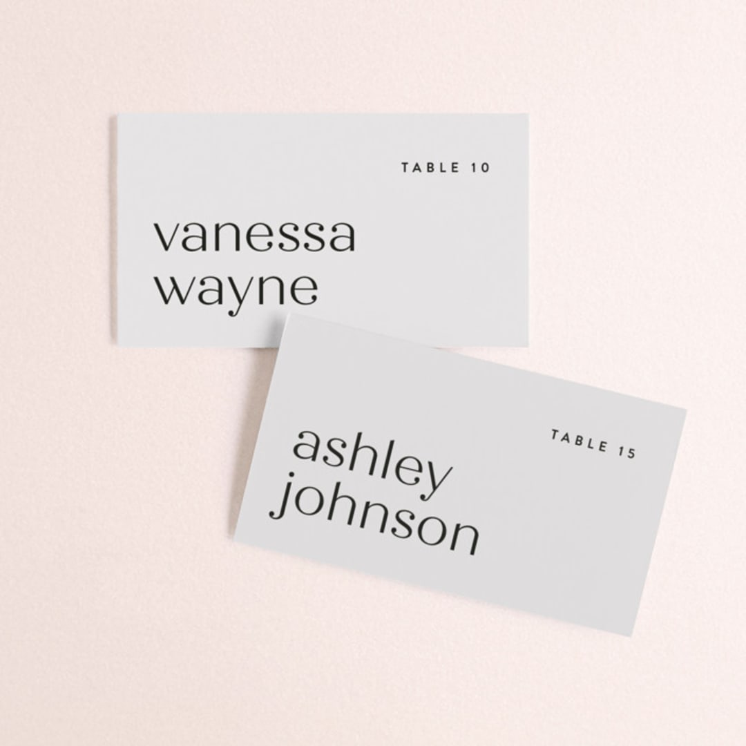 "Align" - Place Cards in Linen by JoAnn Jinks - Front with Free Guest Printing