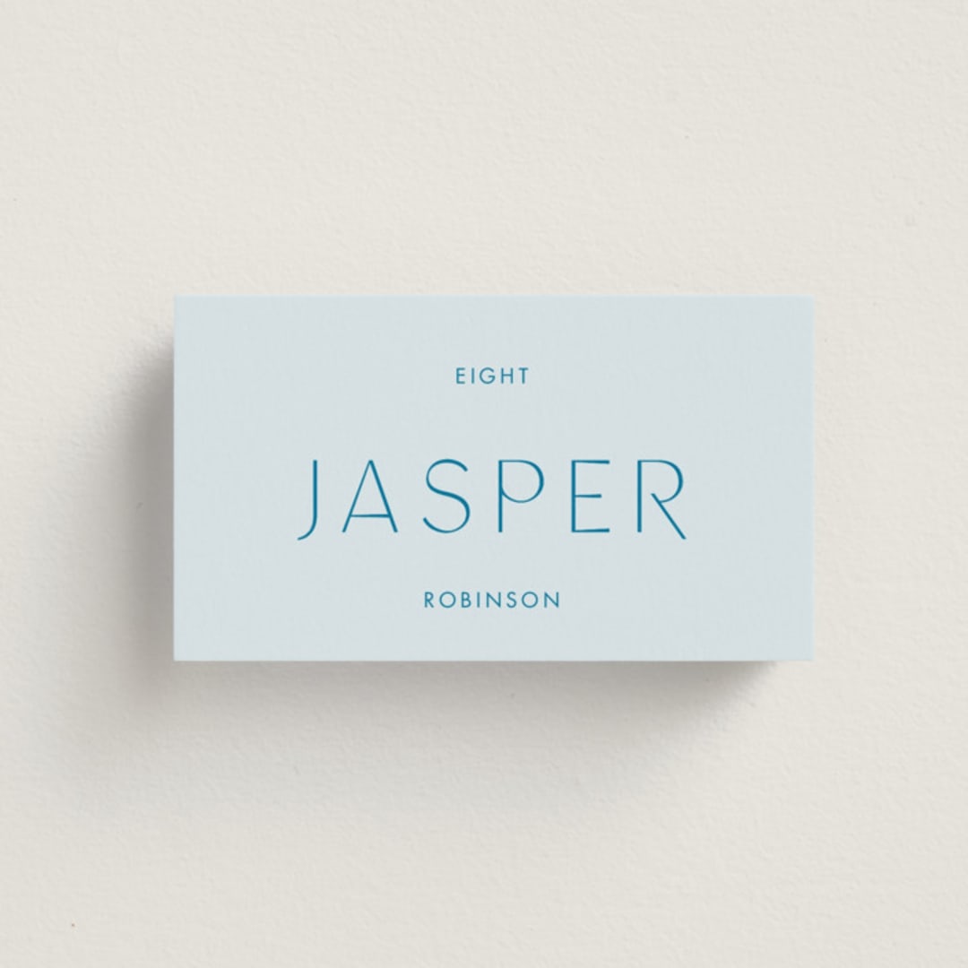"Juniper" - Place Cards in Capri by Blustery August - Front with Free Guest Printing