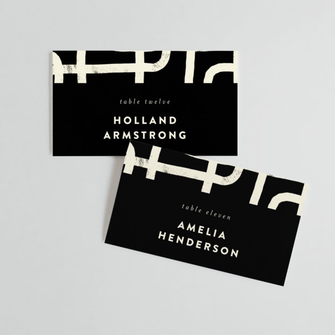 "Crossroads" - Place Cards in Ink by Iveta Angelova - Front with Free Guest Printing