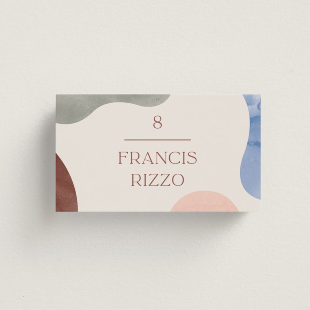 "Deconstruct" - Place Cards in Coastal by Pixel and Hank - Front with Free Guest Printing