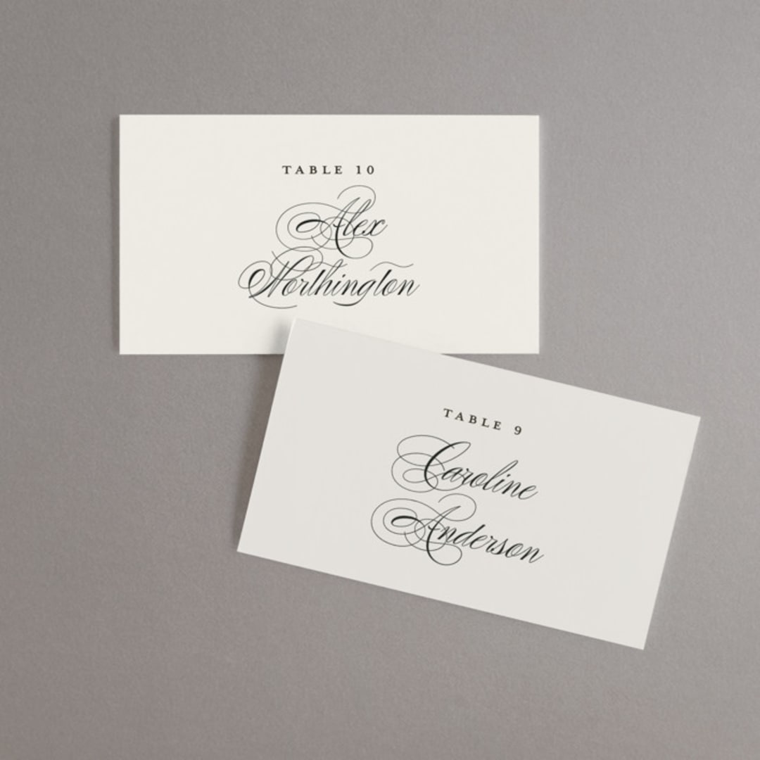 "Tandem" - Place Cards in Buttercream by Jessica Williams - Front with Free Guest Printing