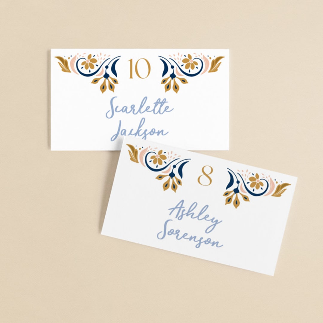 "modern folk" - Place Cards in Blush by GeekInk Design - Front with Free Guest Printing