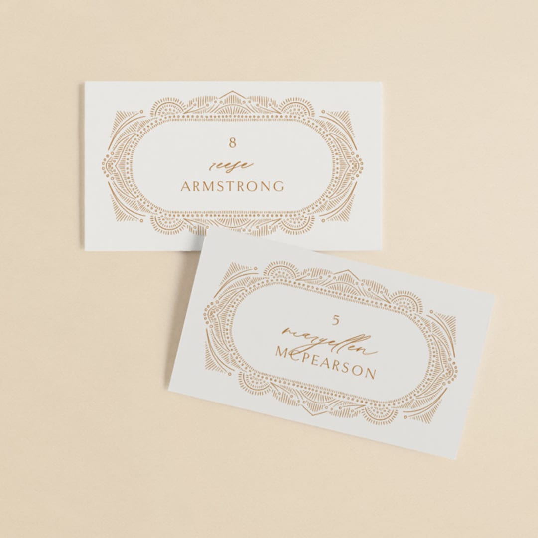 "Timeless" - Place Cards in Terracotta by Jen Owens - Front with Free Guest Printing