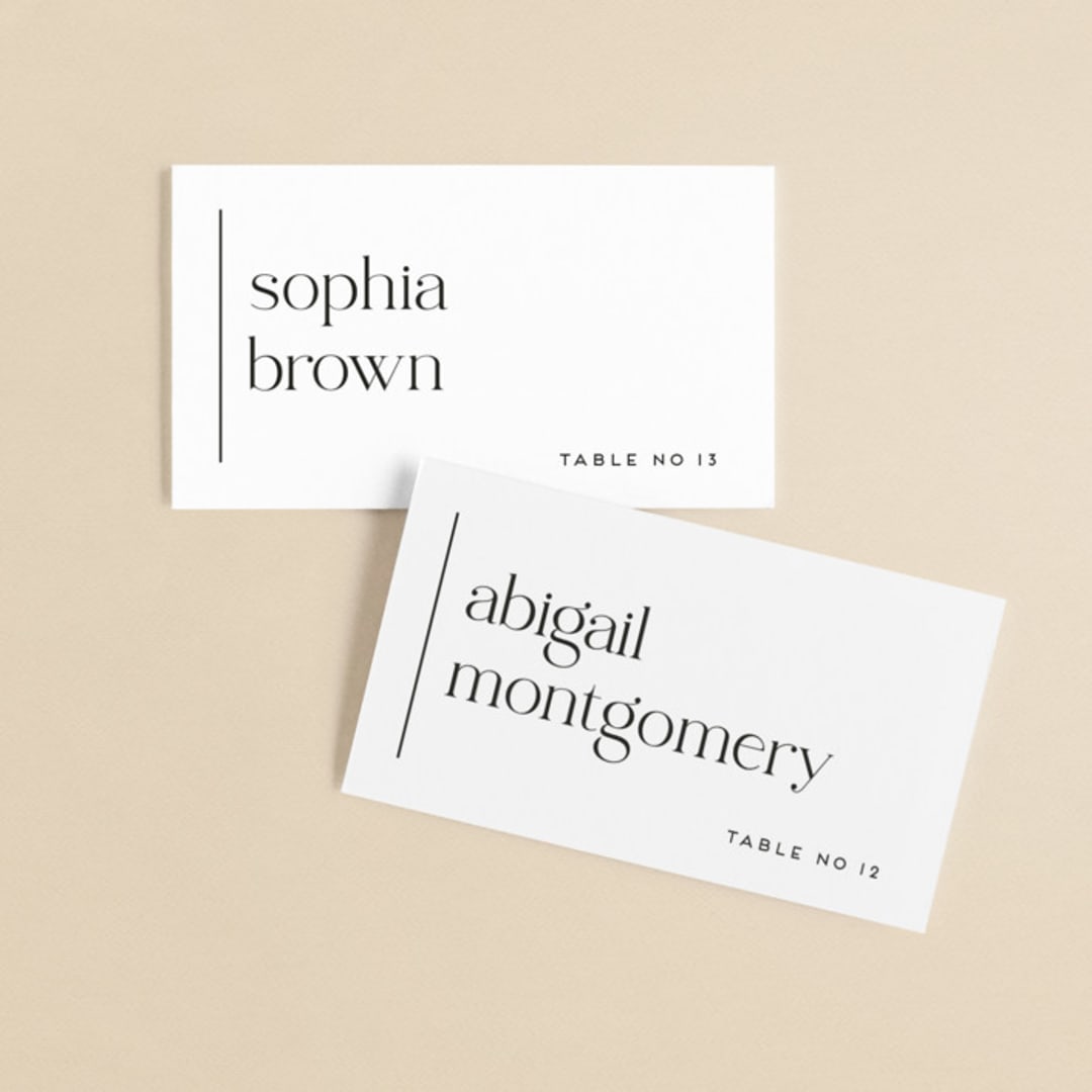 "Split Line" - Place Cards in Black Tie by Amy Payne - Front with Free Guest Printing