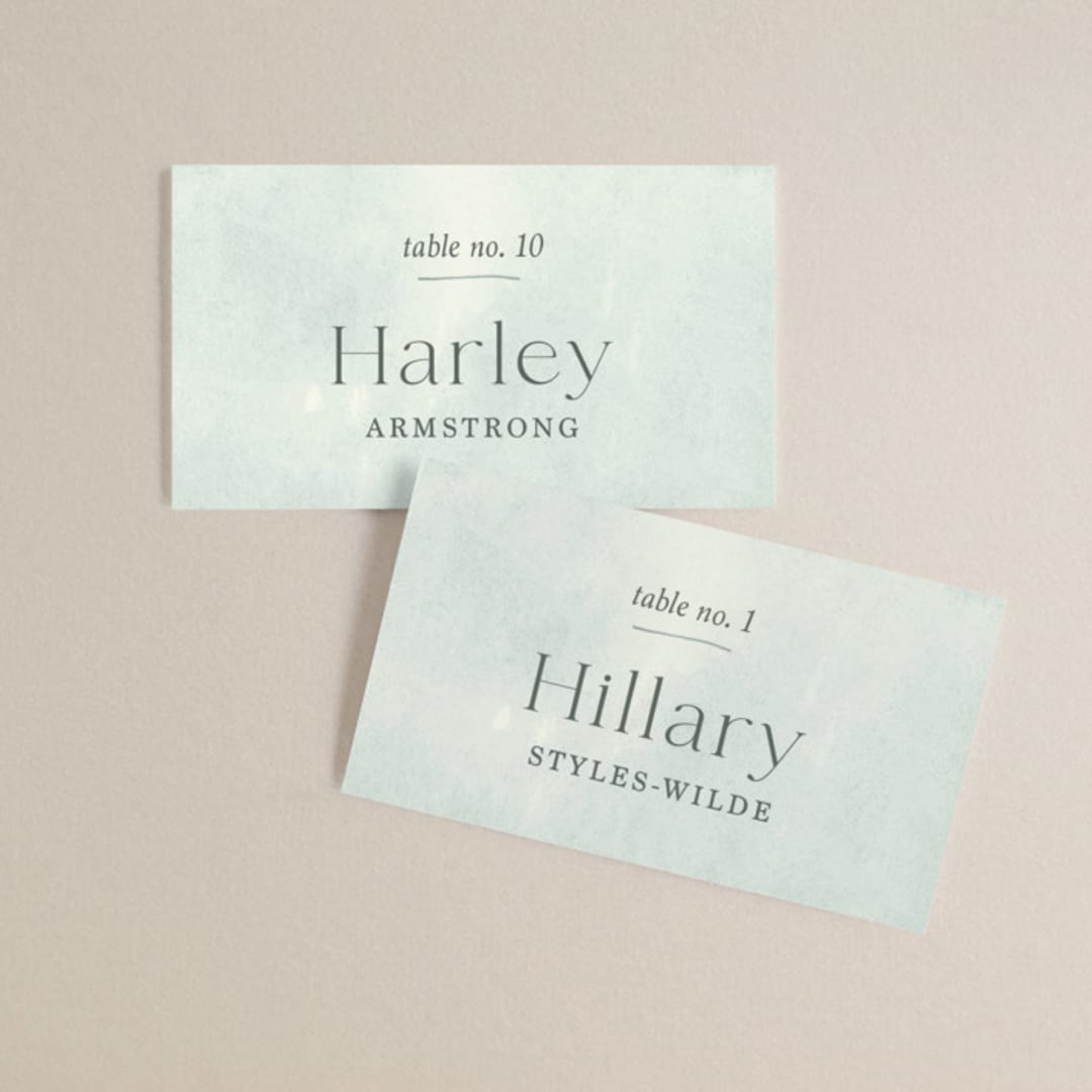 "Blue Jean Baby" - Place Cards in Ocean by Chelsea Petaja - Front with Free Guest Printing