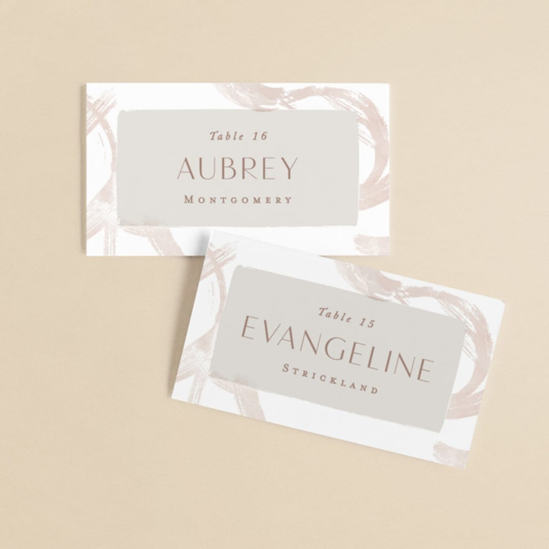 "Modern Rings" - Place Cards in Blush by Hooray Creative - Front