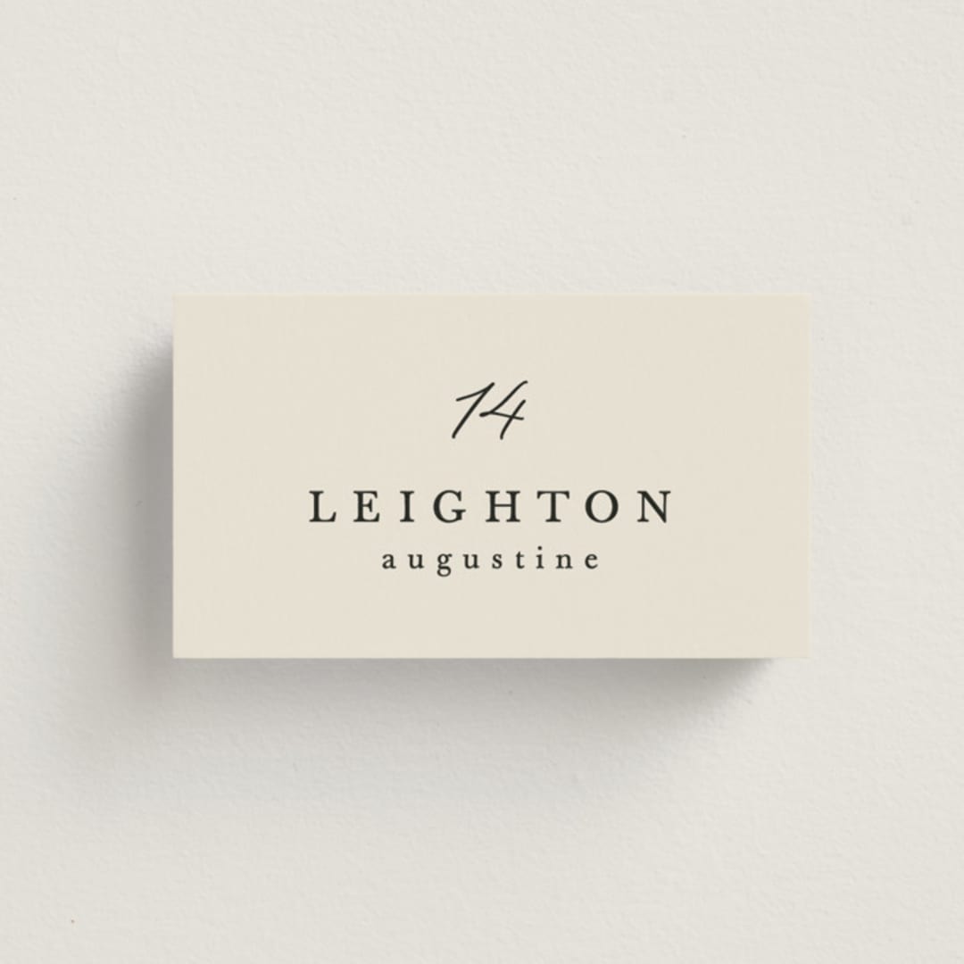 "Scripted Names" - Place Cards in Ecru by Hooray Creative - Front with Free Guest Printing
