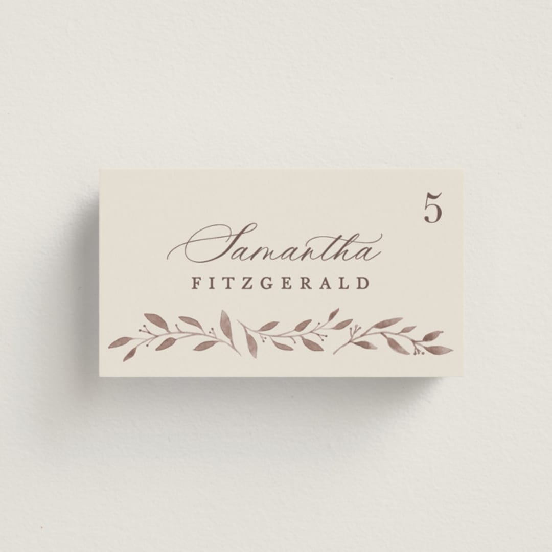 "Delicate monogram" - Place Cards in Ecru by Hooray Creative - Front with Free Guest Printing