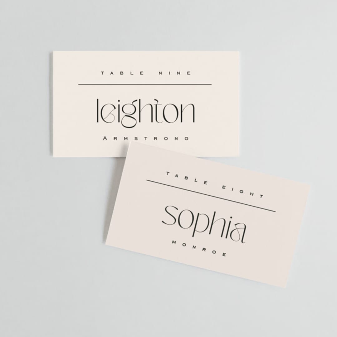 "Brooks" - Place Cards in Vanilla by Kristie Kern - Front with Free Guest Printing