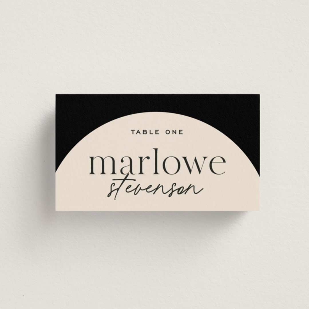 "Little party big love" - Place Cards in Noir by Jessica Corliss - Front with Free Guest Printing