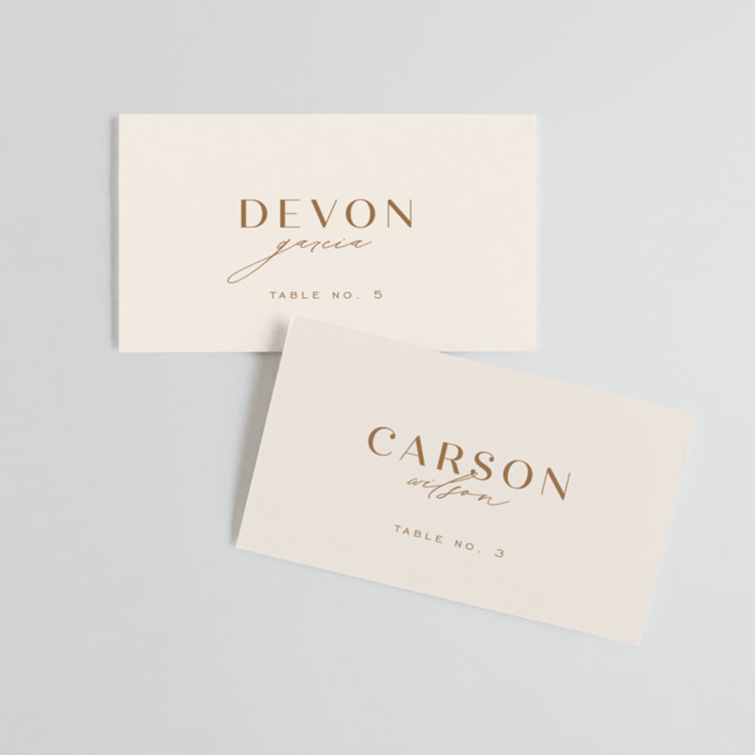 "Rustic Union" - Place Cards in Sunset by Michelle Taylor - Front with Free Guest Printing