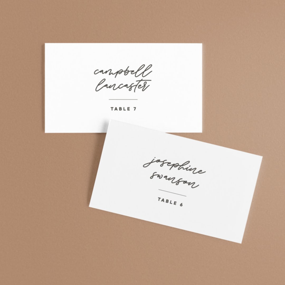 "Destination" - Place Cards in Mist by Lori Wemple - Front with Free Guest Printing