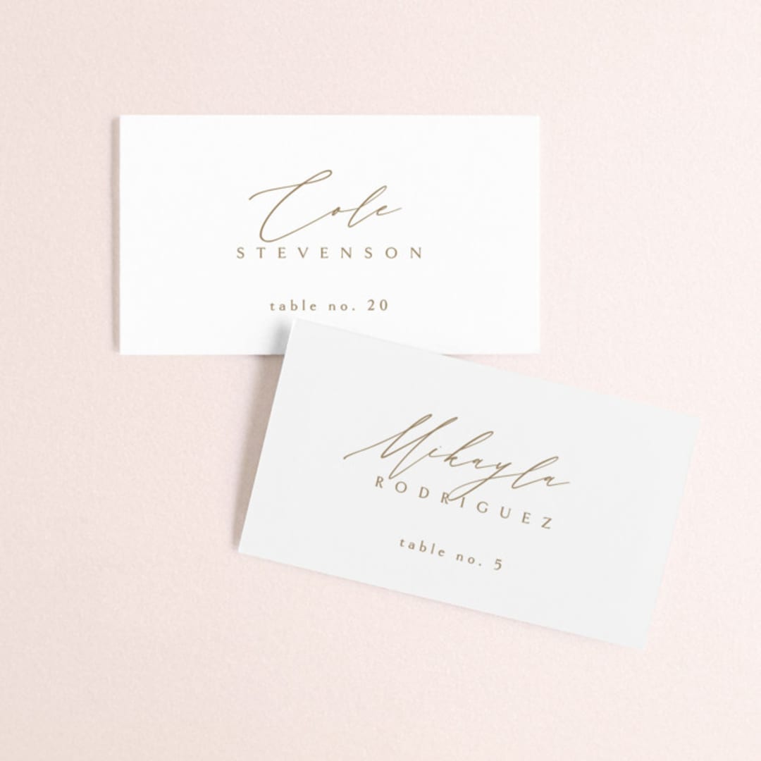 "Napa" - Place Cards in Golden by Kelly Schmidt - Front with Free Guest Printing