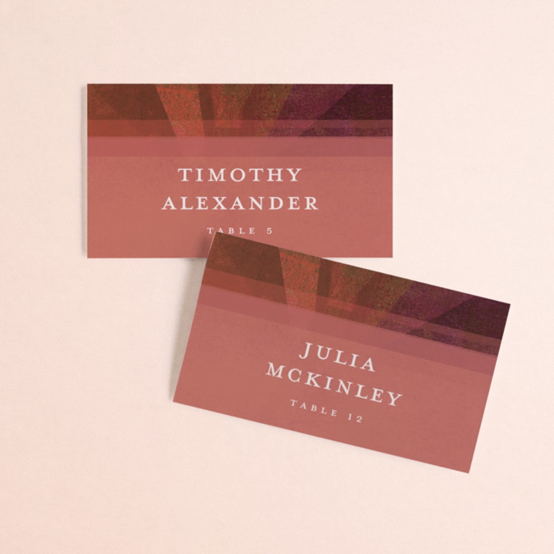 "Radiance" - Place Cards in Kantha by Heather Cairl - Front with Free Guest Printing