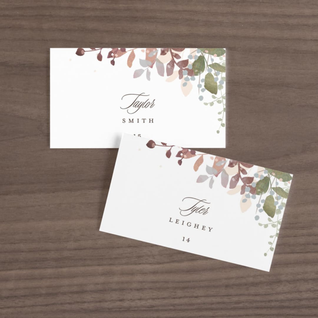 "Wesleyan Hill" - Place Cards in Wildflower by Jennifer Wick - Front with Free Guest Printing
