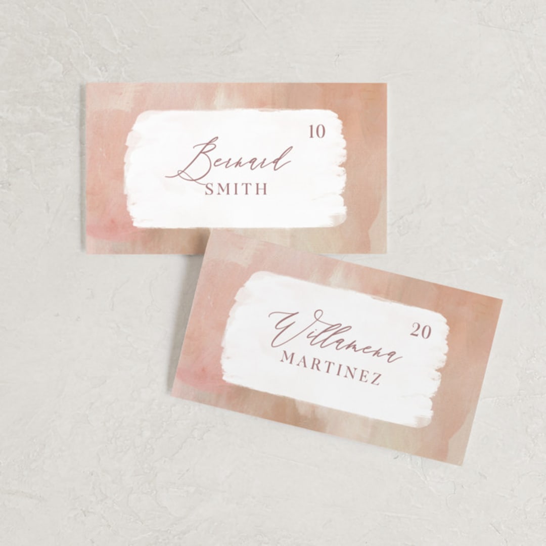 "Magic Hour" - Place Cards in Desert Rose by Hooray Creative - Front with Free Guest Printing