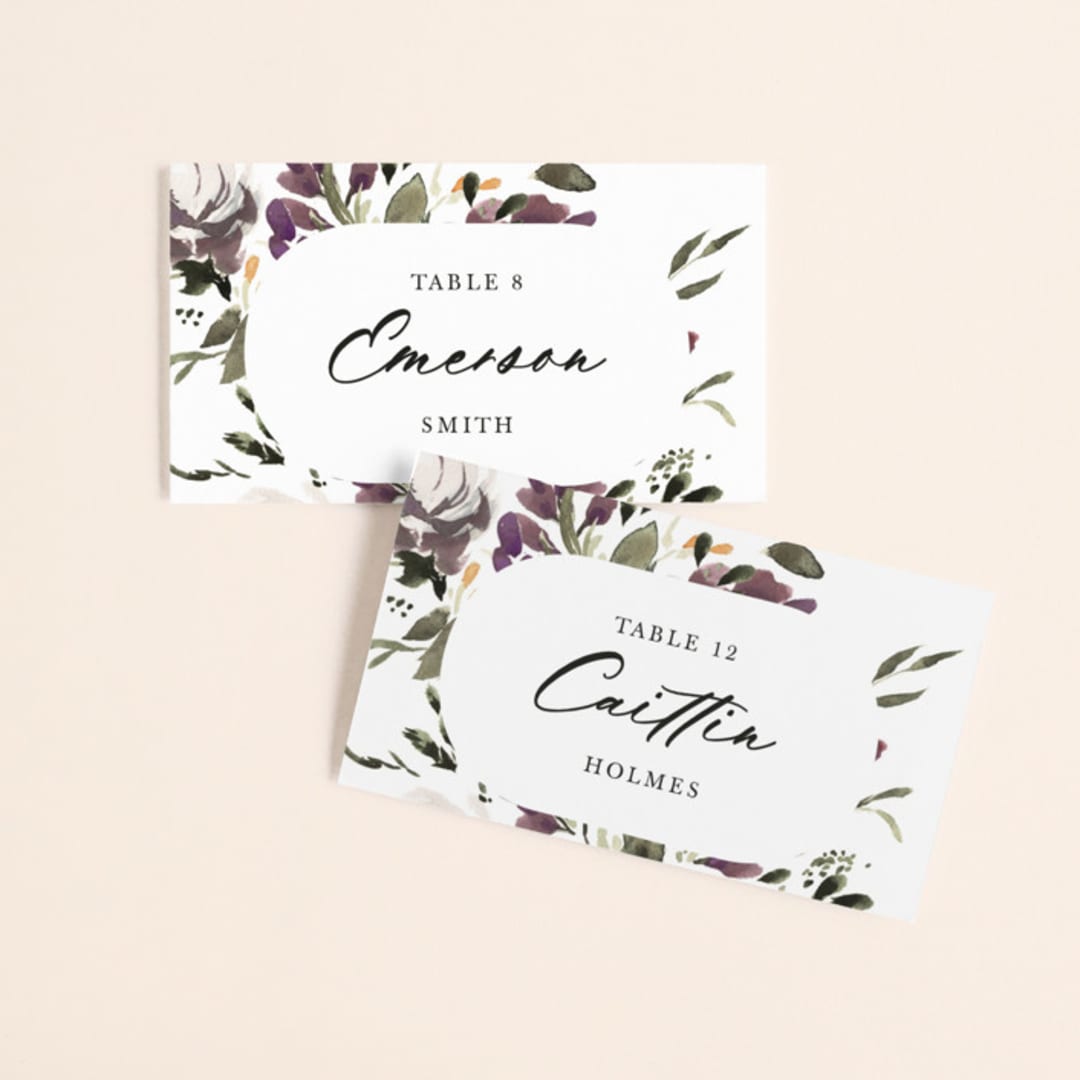 "iliya" - Place Cards in Bordeaux by Itsy Belle Studio - Front with Free Guest Printing