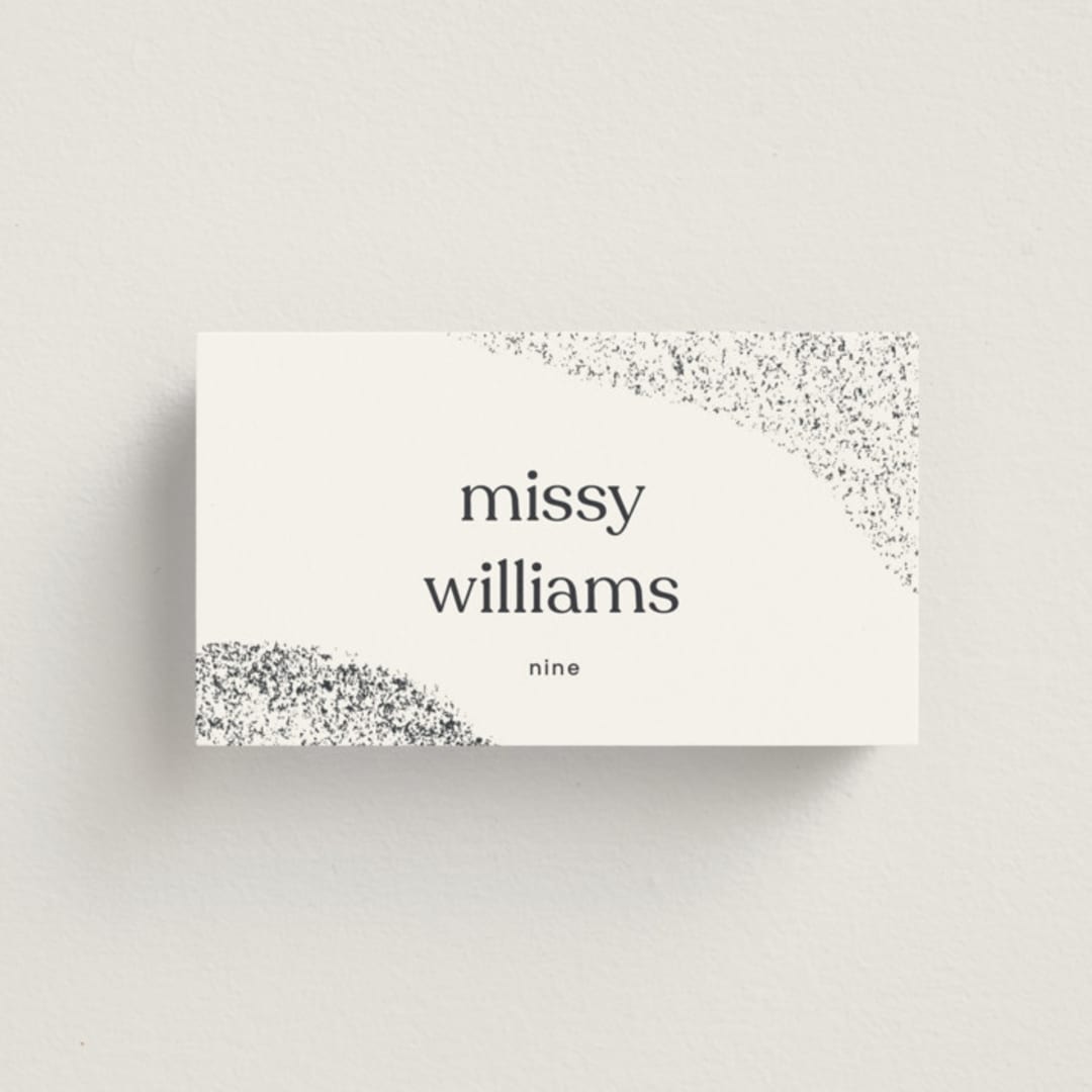 "Memo" - Place Cards in Charcoal by Blustery August - Front with Free Guest Printing