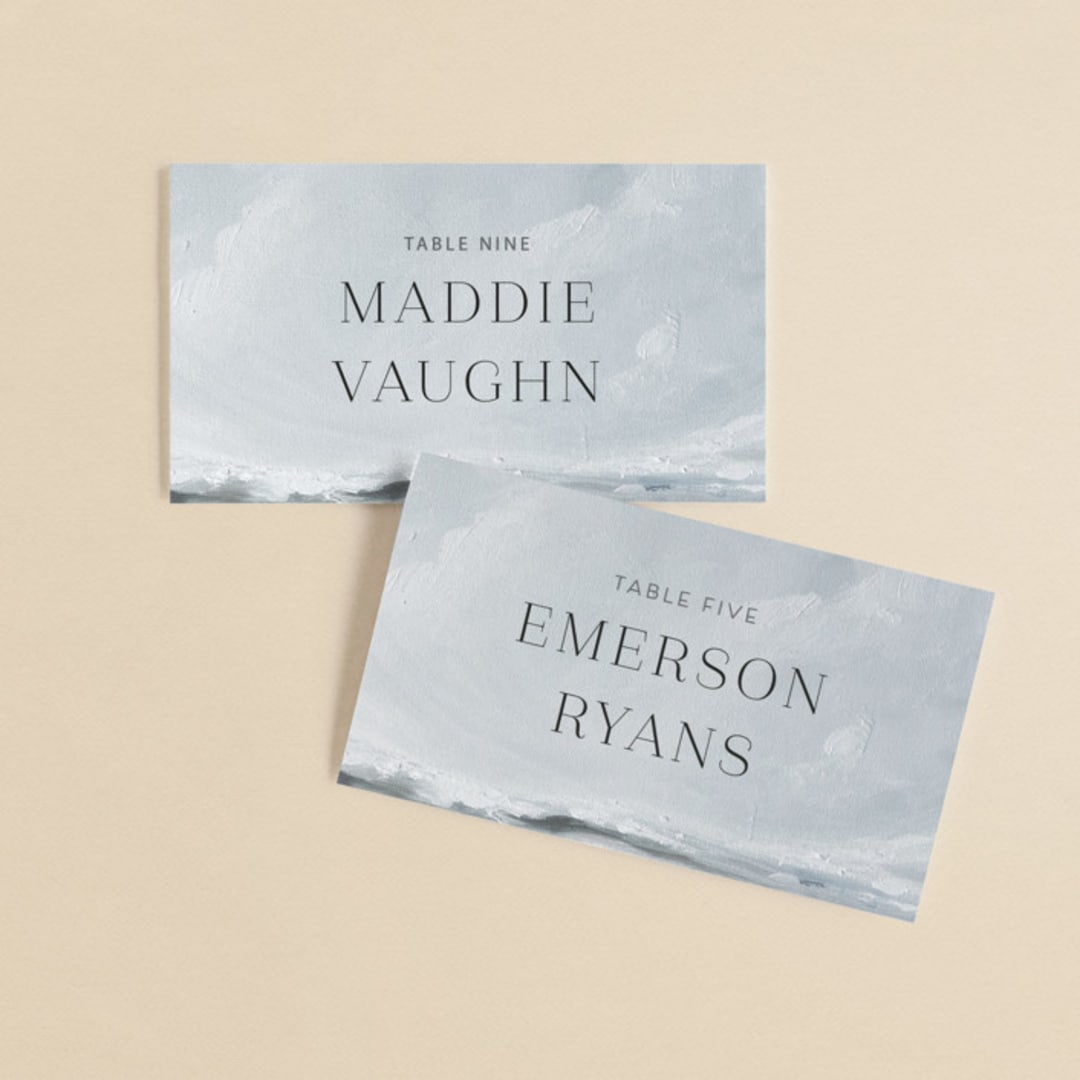 "Water's Edge" - Place Cards in Cloud by Nicoletta Savod - Front with Free Guest Printing