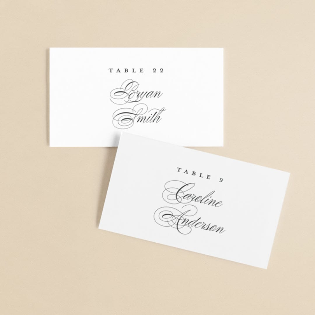 "Pearl" - Place Cards in Chantilly by Jessica Williams - Front with Free Guest Printing