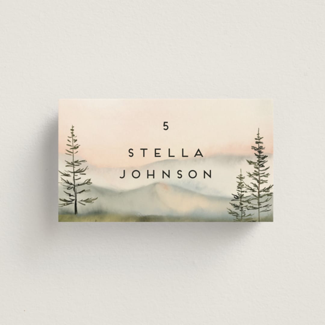 "Every Single Dawn With You" - Place Cards in Forest by Petra Kern - Front with Free Guest Printing