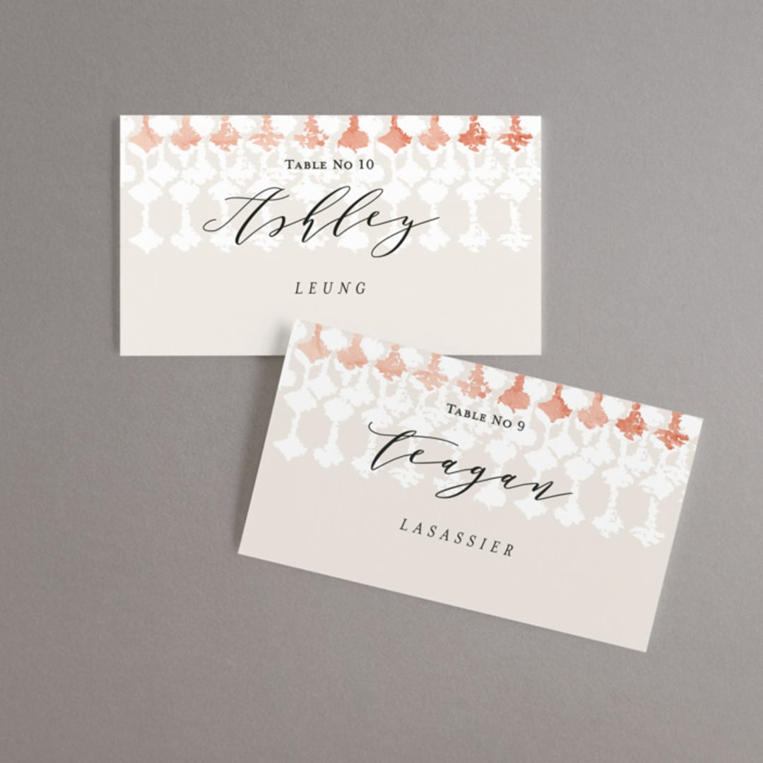 "Moroccan Jewel" - Place Cards in Sepia Sunset by Zhay Smith - Front with Free Guest Printing