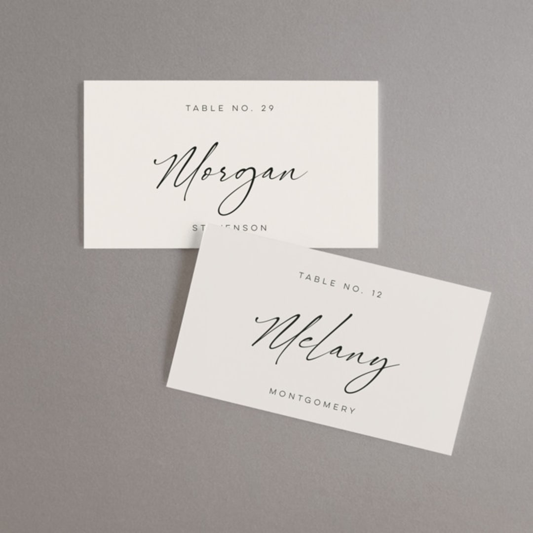 "Modernline" - Place Cards in Cotton by April Astudillo - Front with Free Guest Printing