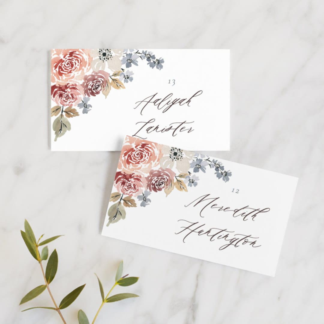"Wildflower Garden" - Place Cards in Meadow by Wildfield Paper Co - Front with Free Guest Printing