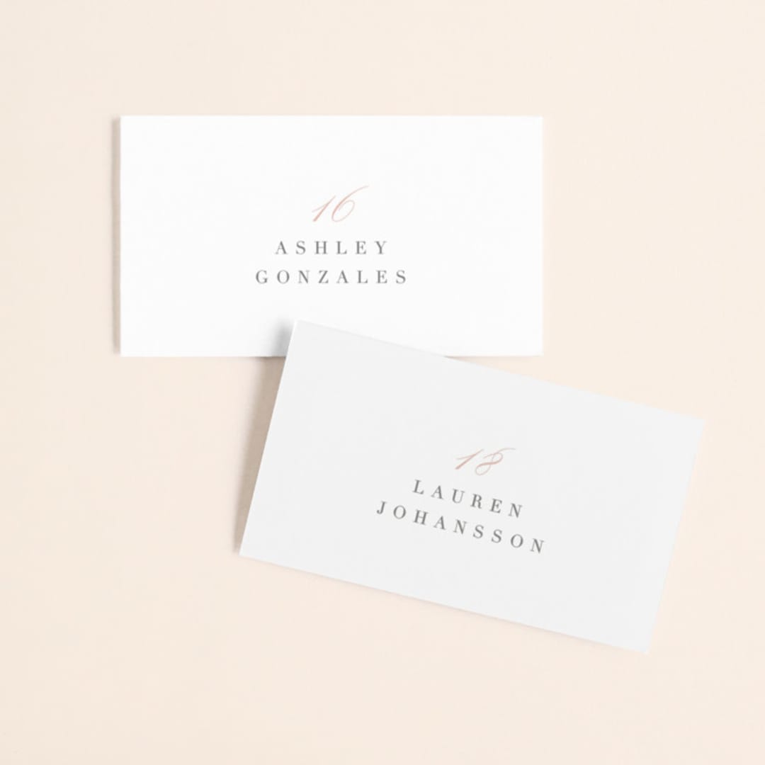 "Gramercy" - Place Cards in Blush by Kristie Kern - Front with Free Guest Printing