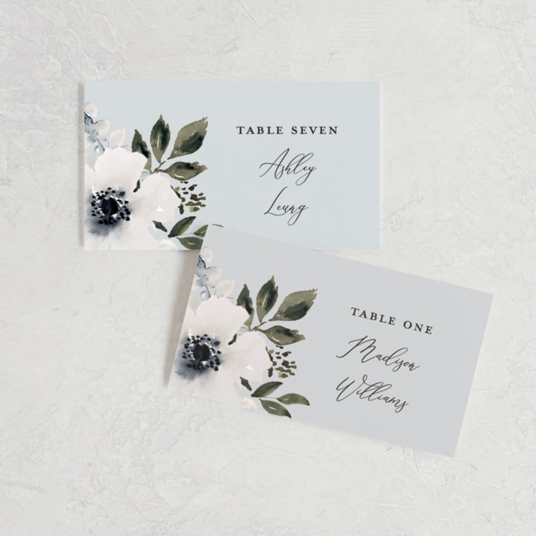 "Nantucket Romance" - Place Cards in Marine by Chris Griffith - Front with Free Guest Printing