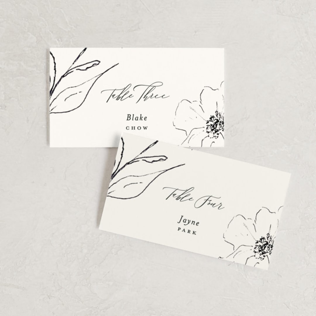 "Elysium" - Place Cards in Linen by Design Lotus - Front with Free Guest Printing