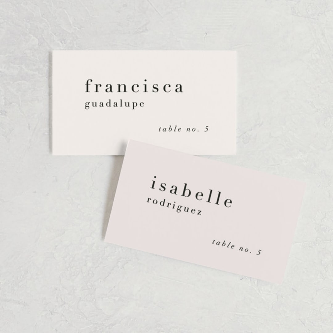 "The Loden" - Place Cards in Ivory by Kelly Schmidt - Front with Free Guest Printing