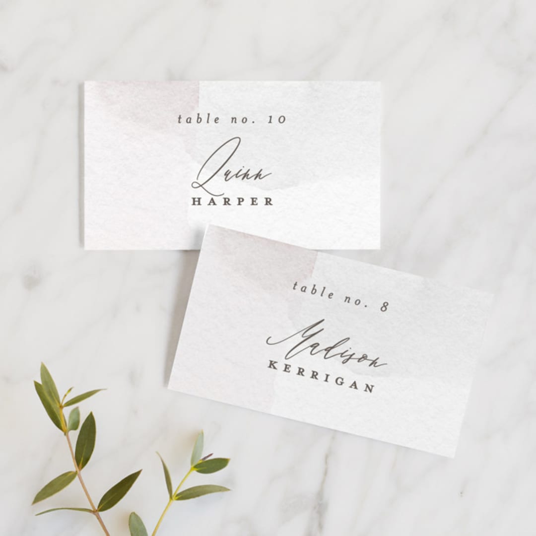 "Sloped" - Place Cards in Ecru by Everett Paper Goods - Front with Free Guest Printing