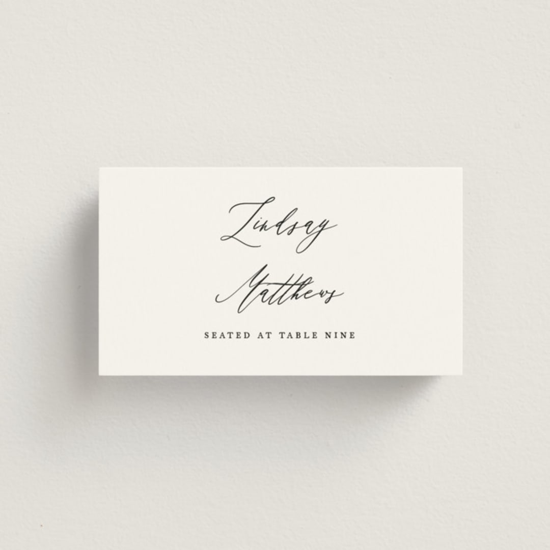 "Delicate" - Place Cards in Obsidian by Jennifer Postorino - Front with Free Guest Printing