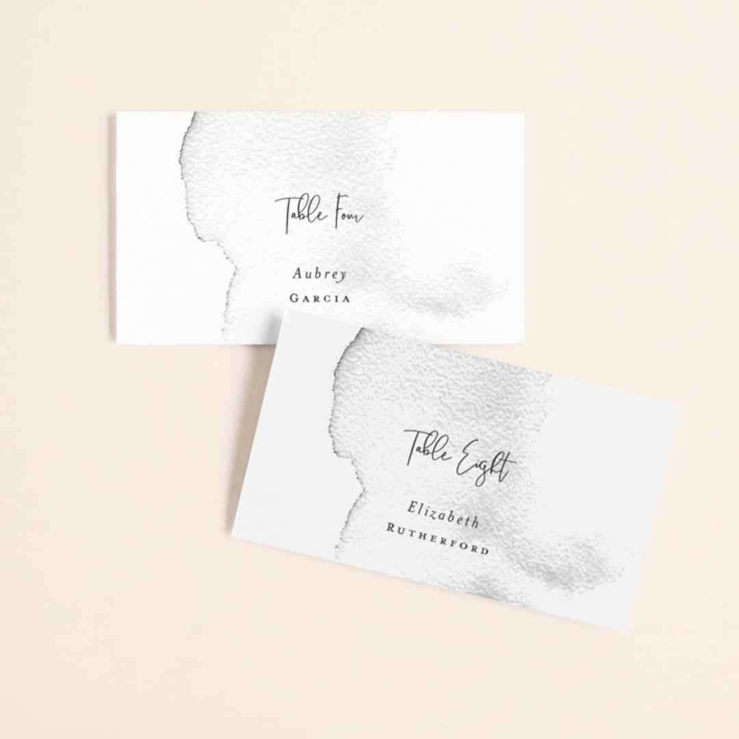 "Moxie" - Place Cards in Ink by Design Lotus - Front with Free Guest Printing