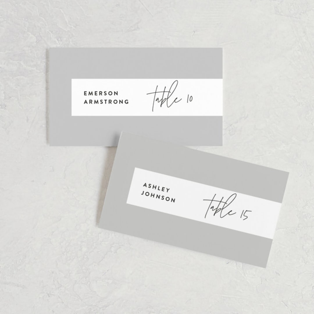 "printed" - Place Cards in Onyx by JoAnn Jinks - Front with Free Guest Printing