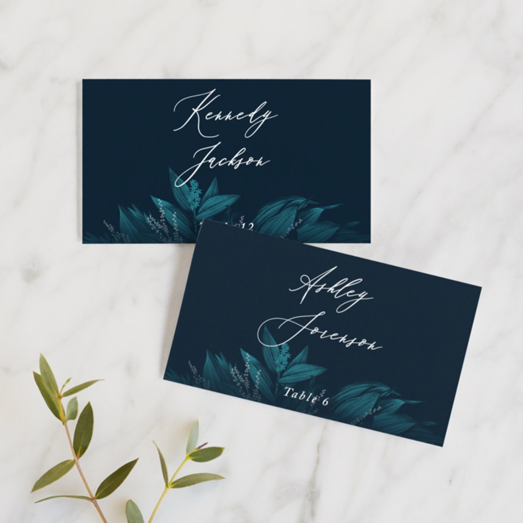 "Moonlit Garden" - Place Cards in Twilight by GeekInk Design - Front with Free Guest Printing
