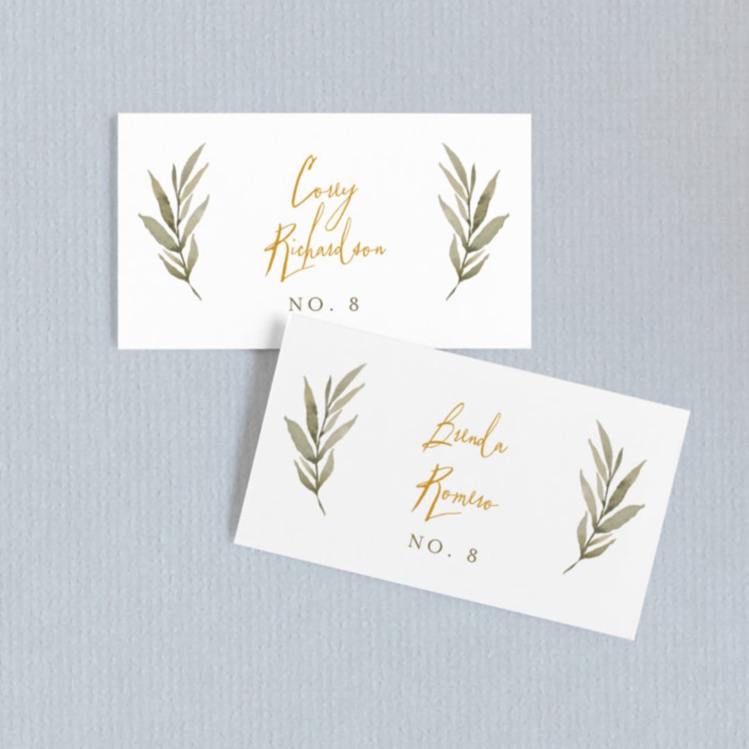 "Summer Love" - Place Cards in Sunflower by Wildfield Paper Co - Front with Free Guest Printing
