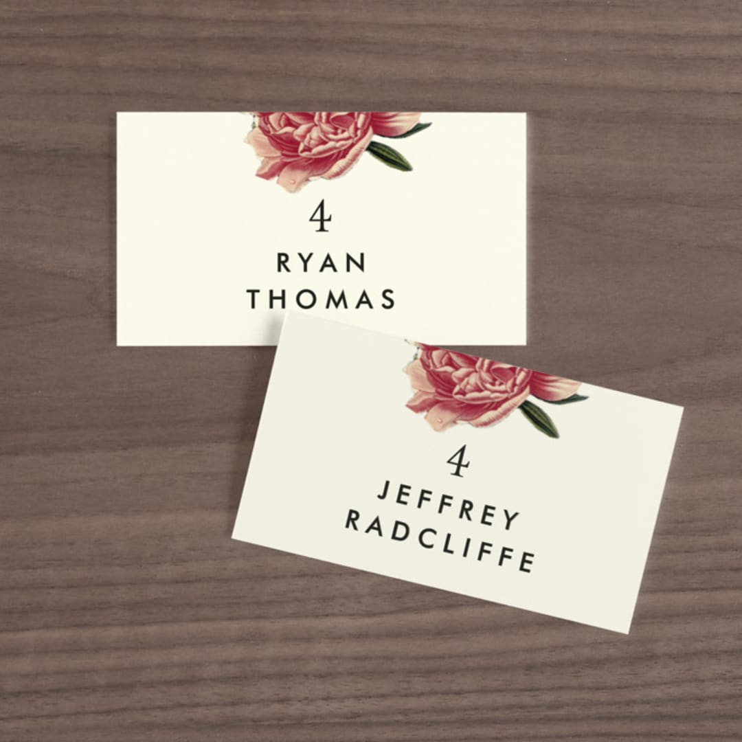"Vintage Garden Invite" - Place Cards in Vintage Beige by Alisa Wismer - Front with Free Guest Printing