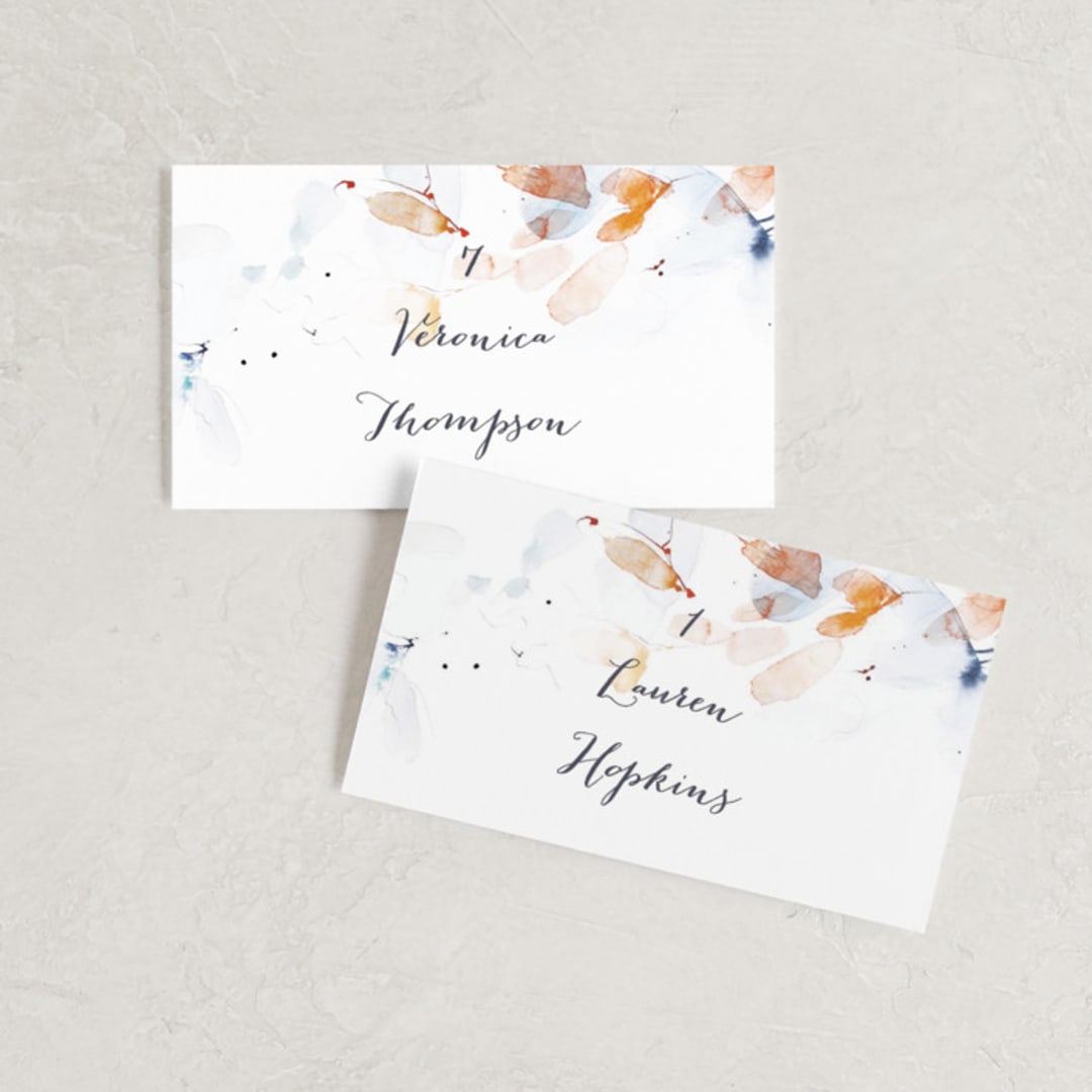 "Petale" - Place Cards in Blush by Kelly Ventura - Front with Free Guest Printing