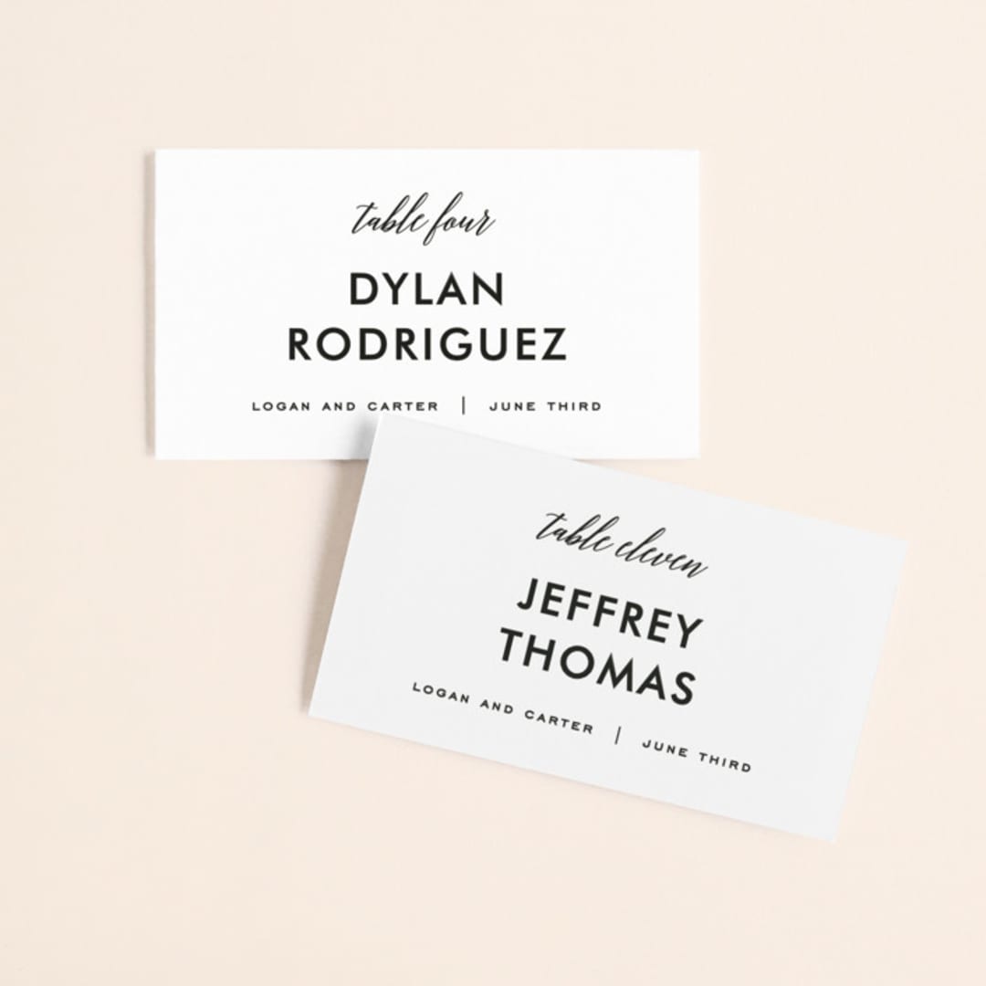 "Someone Like You" - Place Cards in Tuxedo by Design Lotus - Front with Free Guest Printing