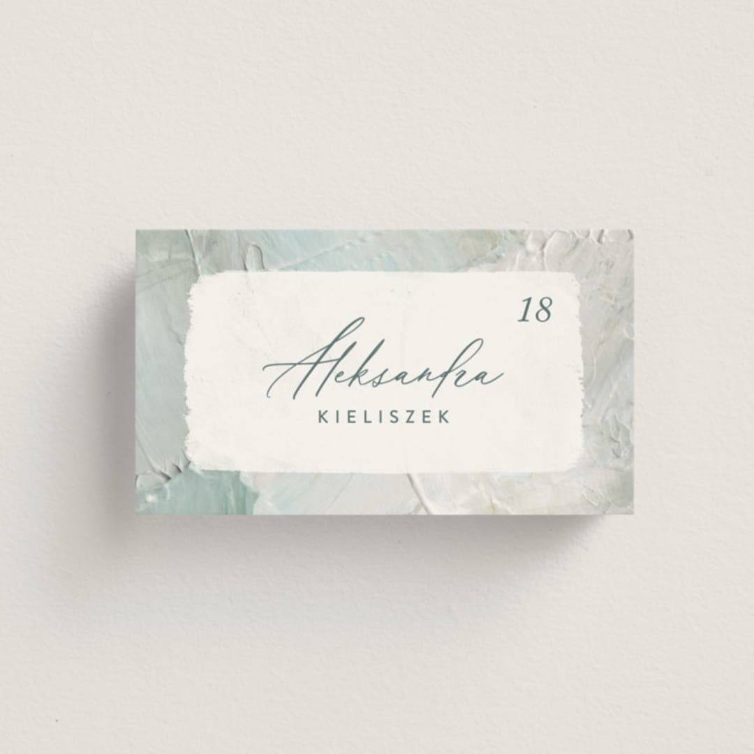 "Tidal Wave" - Place Cards in Aqua by Hooray Creative - Front with Free Guest Printing