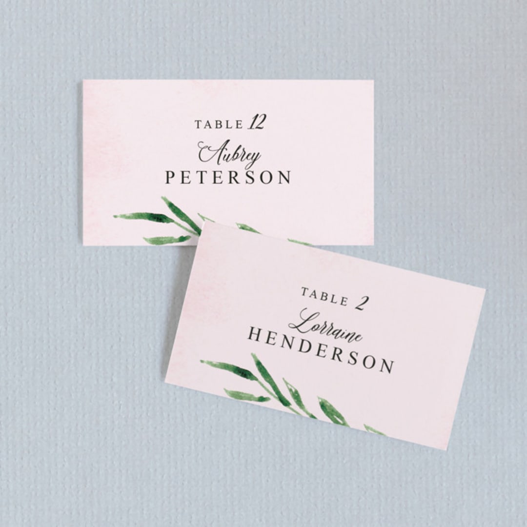 "Garden Party Joy" - Place Cards in Blush by frances mathys - Front with Free Guest Printing