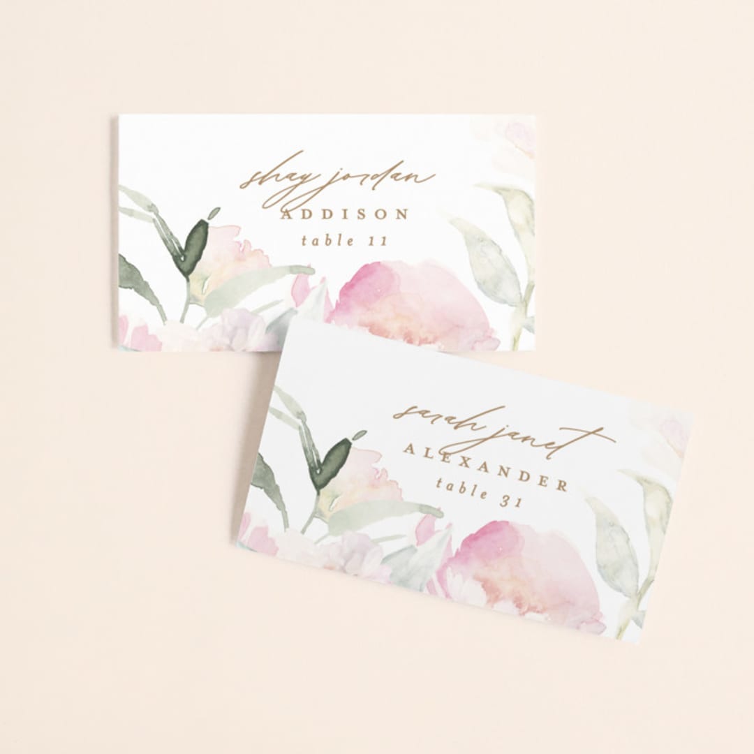 "beautiful peonies" - Place Cards in Spring by Phrosné Barwood - Front with Free Guest Printing
