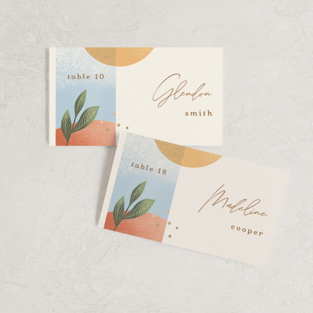 "Essence" - Place Cards in Ivory by Laura Bolter - Front with Free Guest Printing