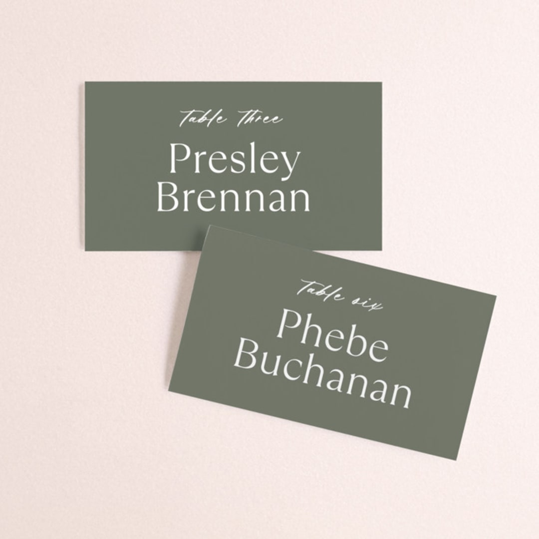 "Modern Bookmark" - Place Cards in Cactus by Jill Means - Front with Free Guest Printing