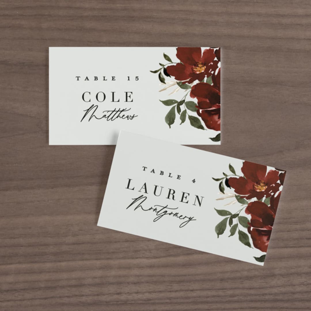 "harvest" - Place Cards in Cabernet by Everett Paper Goods - Front with Free Guest Printing